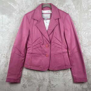 Wilsons Leather Maxima Womens Pink Genuine Leather Blazer Jacket Size S